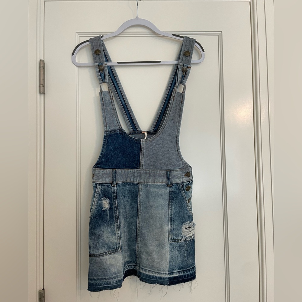 Free People Denim Overall Skirt